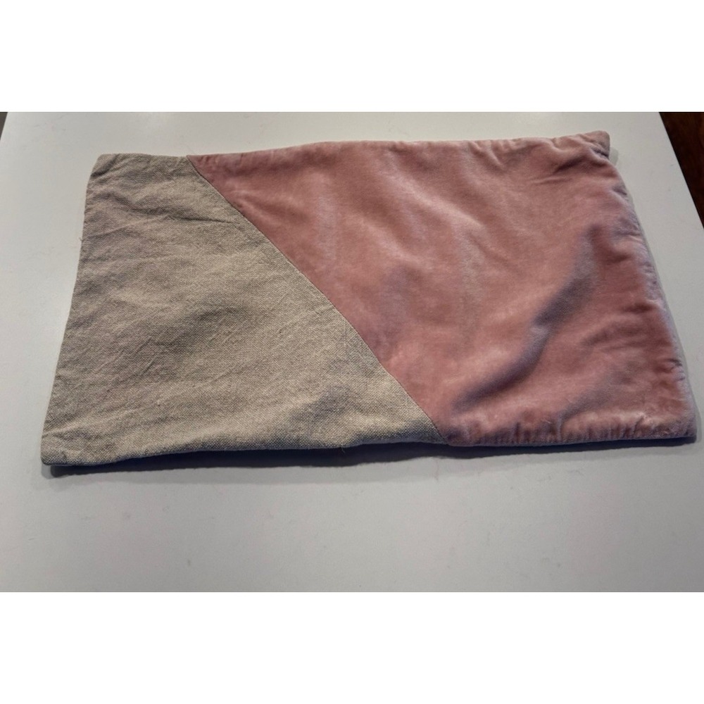 West Elm Linen Blend Rose Velvet Pillow Cover Ractangle Minimalist Abstract